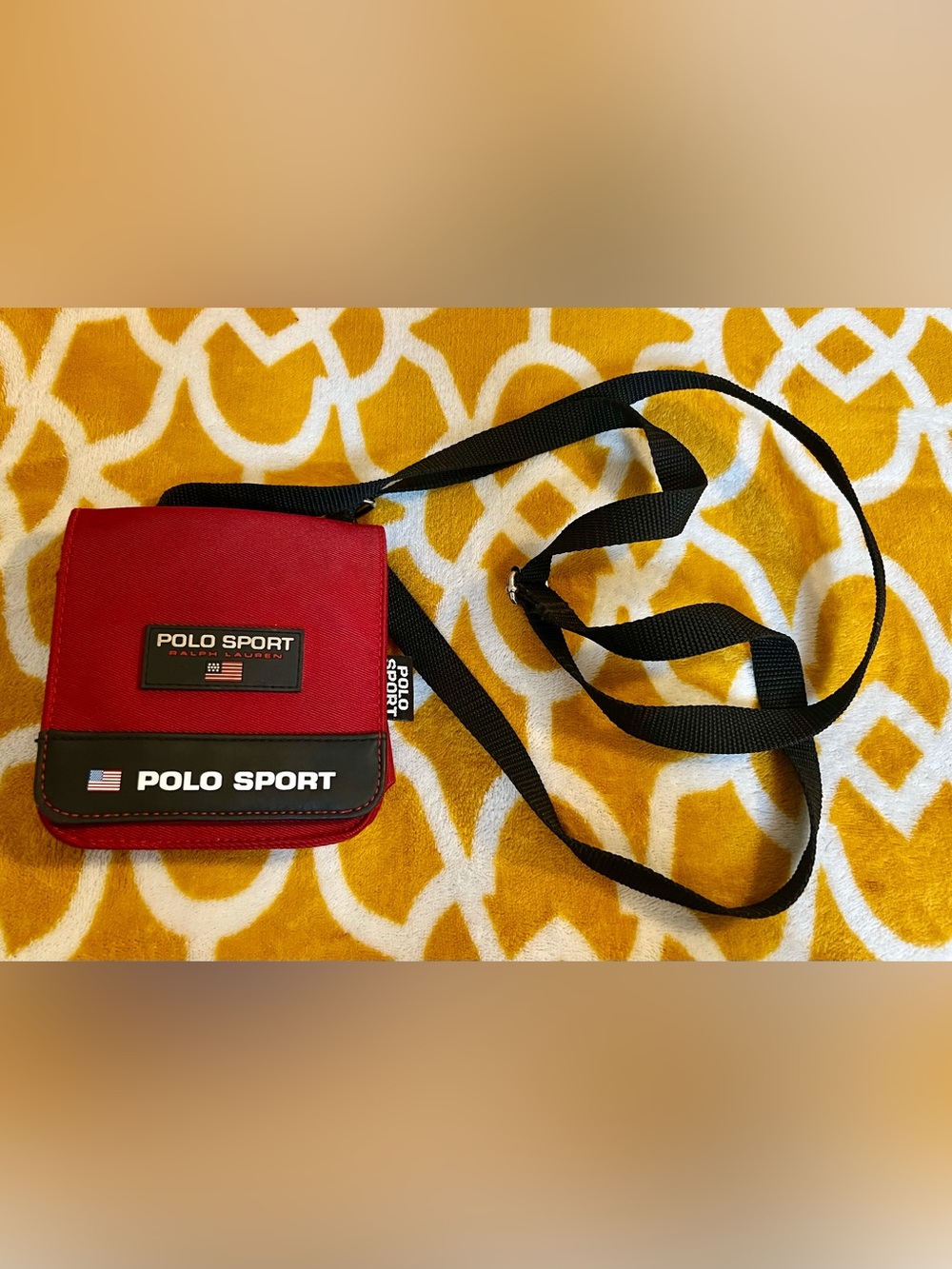 Polo Sport Ralph Lauren Red Logo Crossbody Bag Zip, Adjustable Strap
